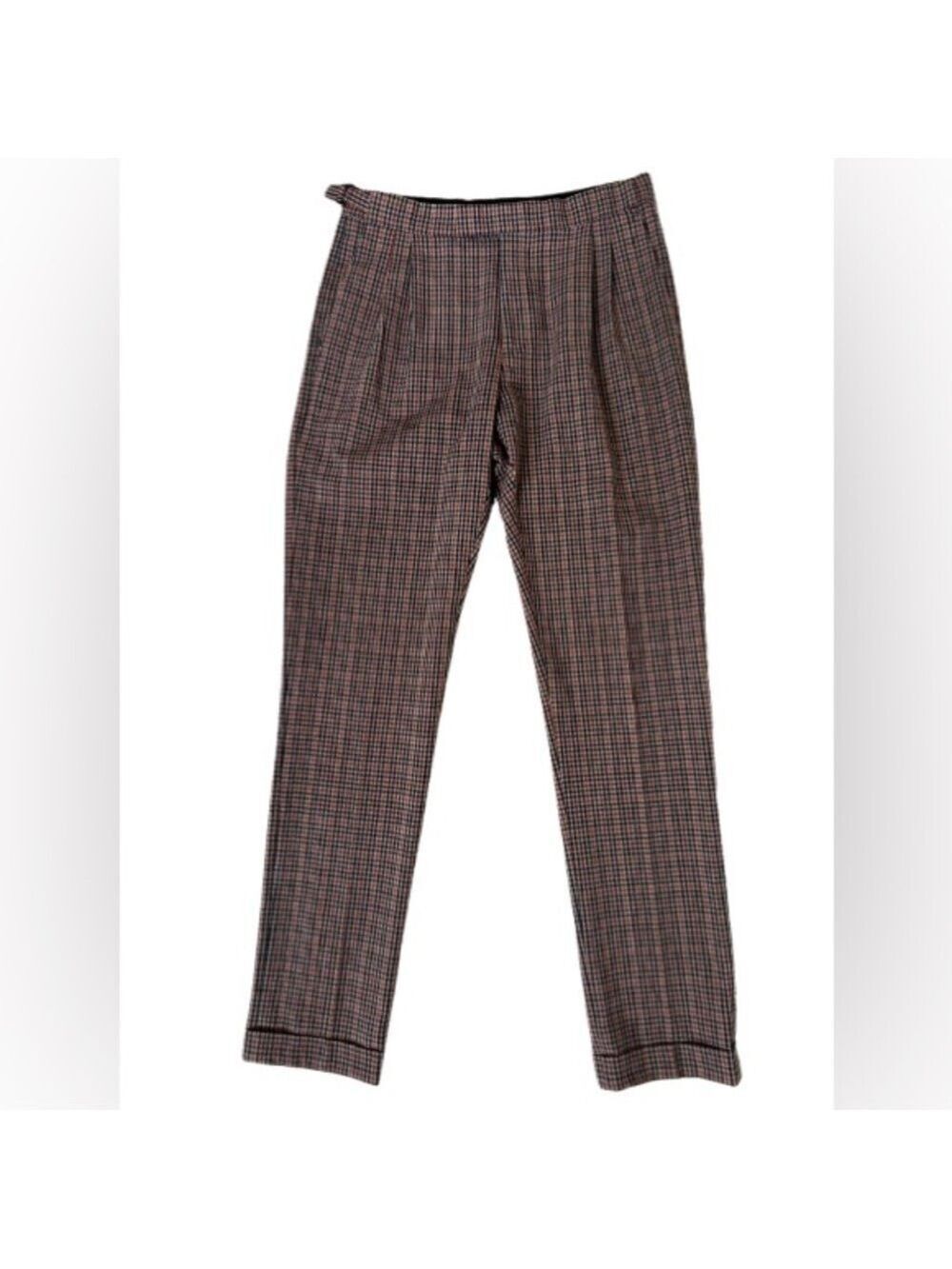 Reiss Brown Orange Mini Plaid Cuffed Tapered Trousers Pants
Size 30 - Picture 11 of 13